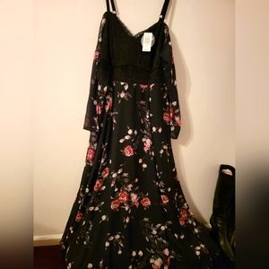 Torrid size 16 black special occasion dress.Sleeves lay off the shoulder.